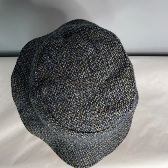 VINTAGE FailsWorth Wool Tweed Bucket Hat Blue Tan Mix Quilted Lining Small - Picture 6 of 10